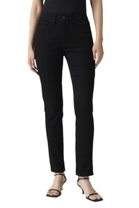 Person wearing black pants on a white background