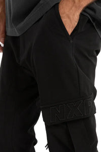 Black tracksuit with 'NXP' branding on a white background