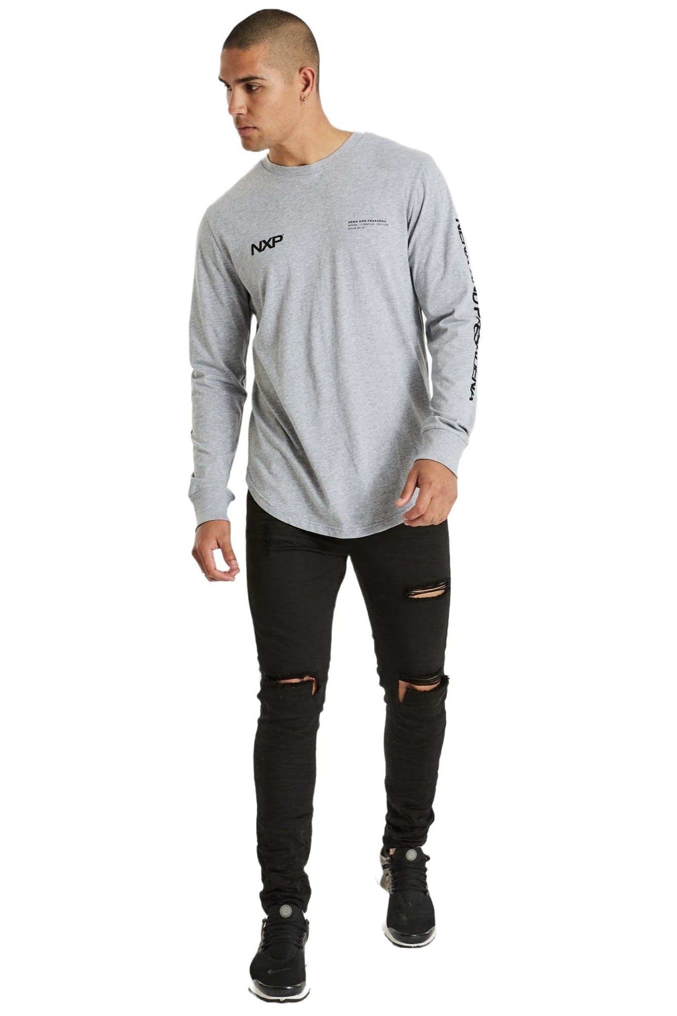 Nena And Pasadena - NXP Direction Cape Back Long Sleeve Tee - Grey