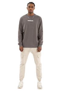 Nena And Pasadena - NXP Public Relaxed Long Sleeve Tee - Charcoal