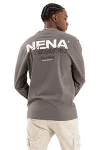 Nena And Pasadena - NXP Public Relaxed Long Sleeve Tee - Charcoal