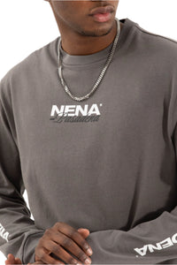 Nena And Pasadena - NXP Public Relaxed Long Sleeve Tee - Charcoal