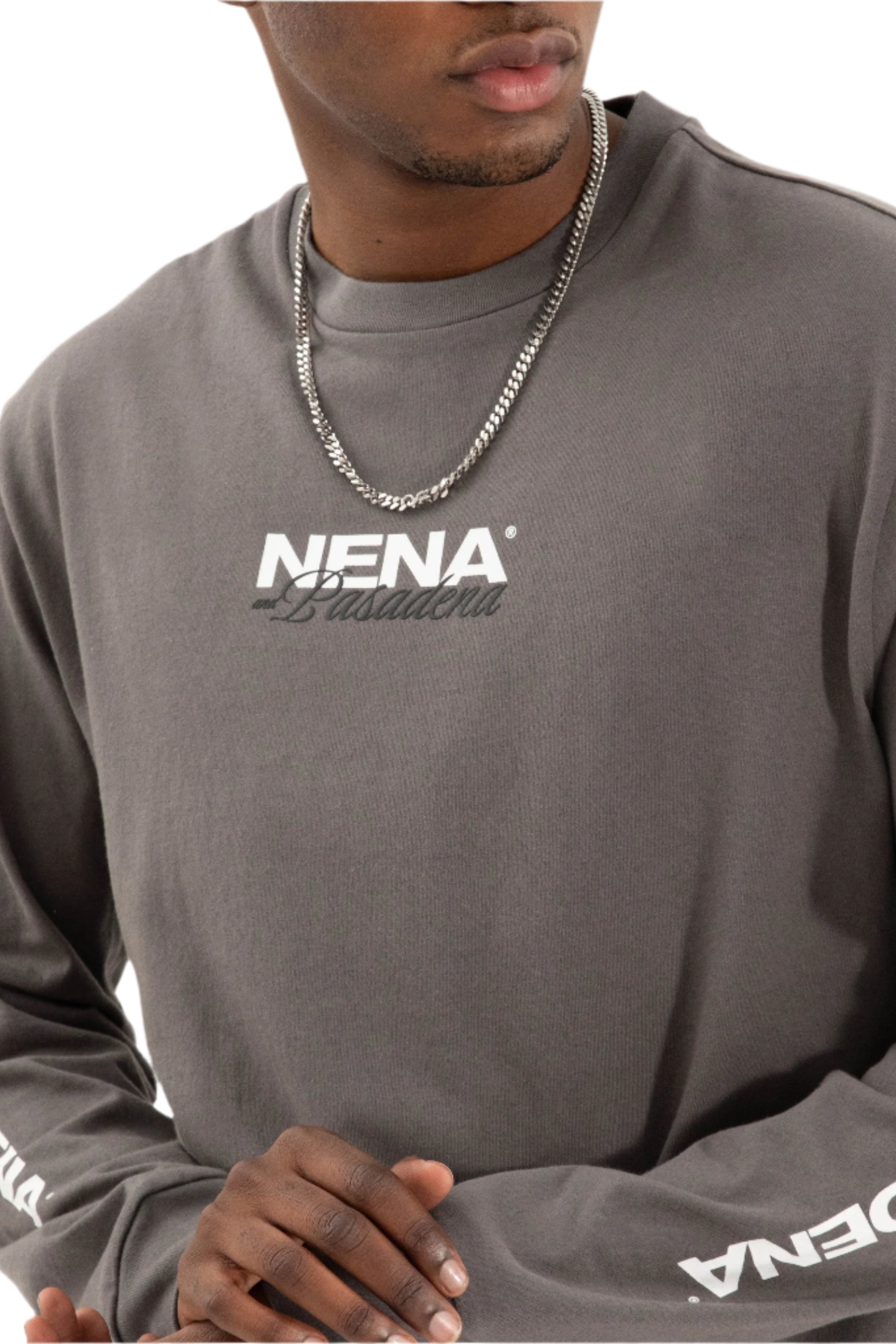 Nena And Pasadena - NXP Public Relaxed Long Sleeve Tee - Charcoal