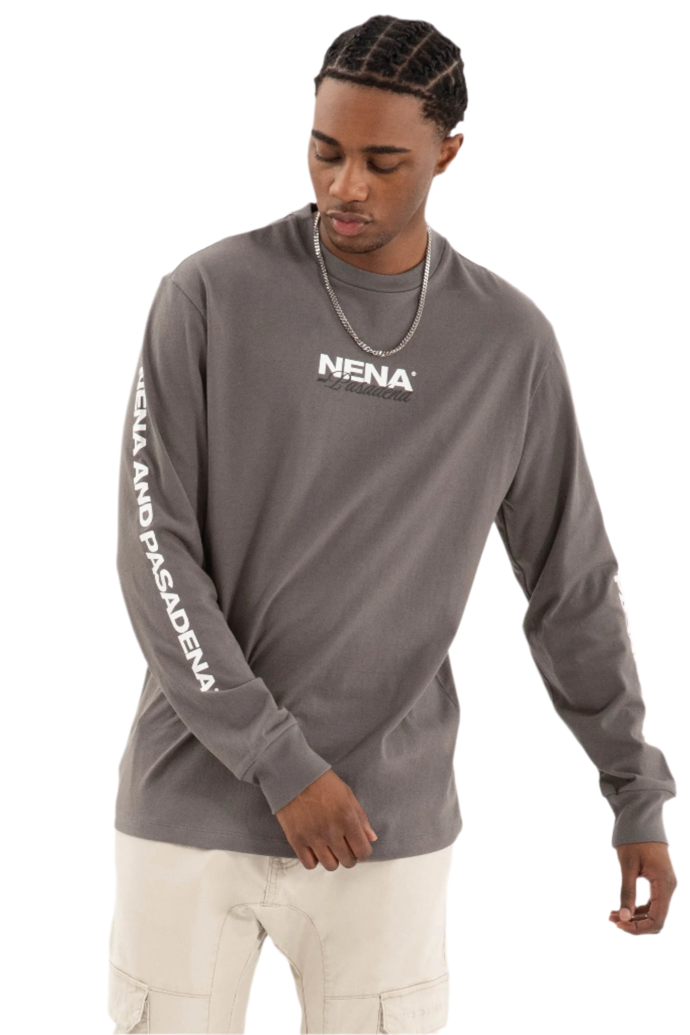 Nena And Pasadena - NXP Public Relaxed Long Sleeve Tee - Charcoal