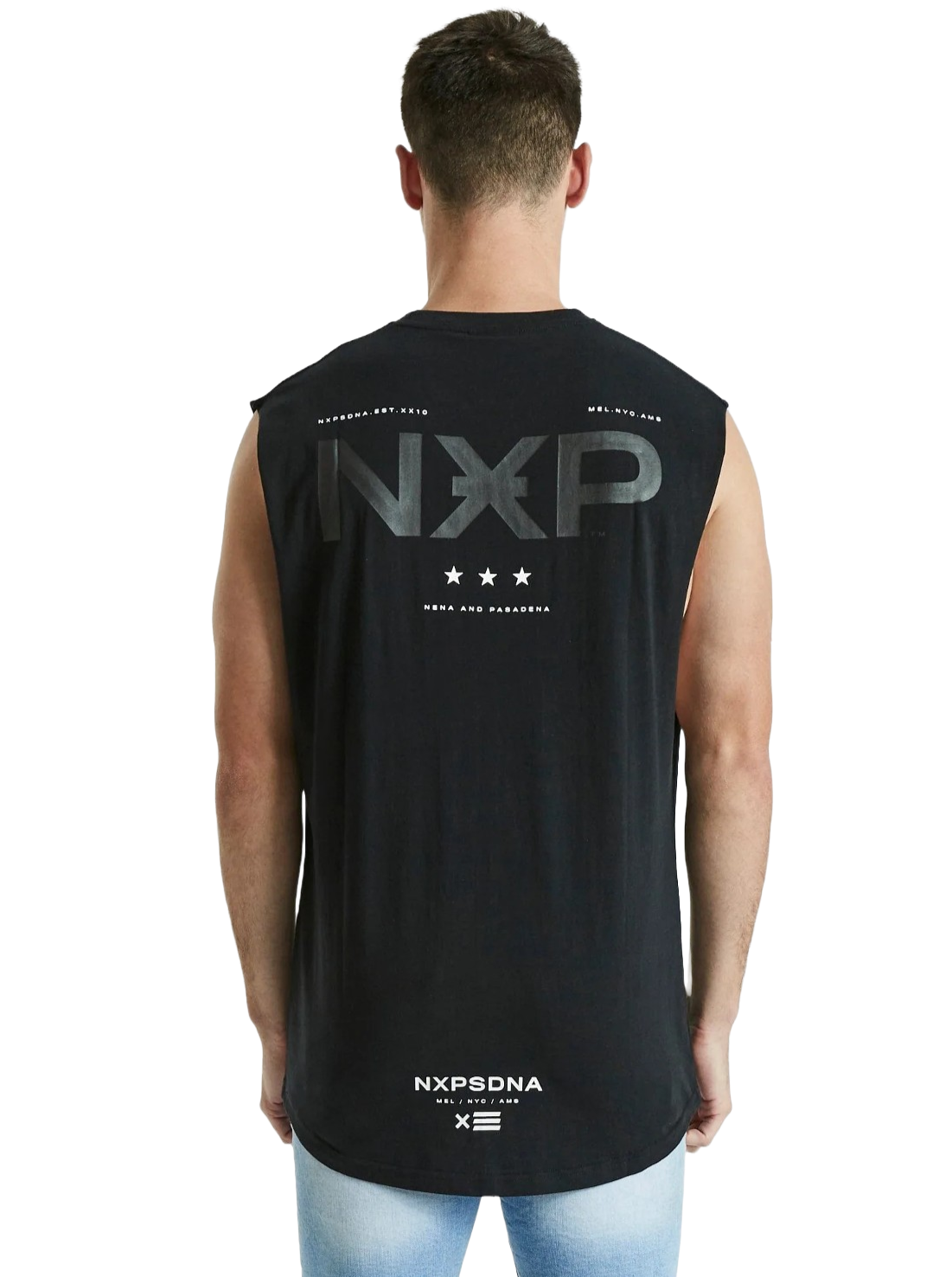 Nena And Pasadena - NXP Turn Back Scoop Back Muscle Tee - Jet Black