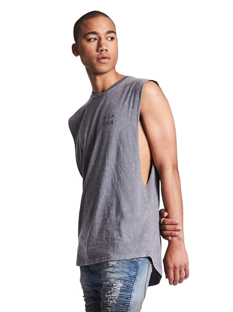 Nena And Pasadena - NXP Fade To Black Step Hem Muscle Tee - Acid Storm Front