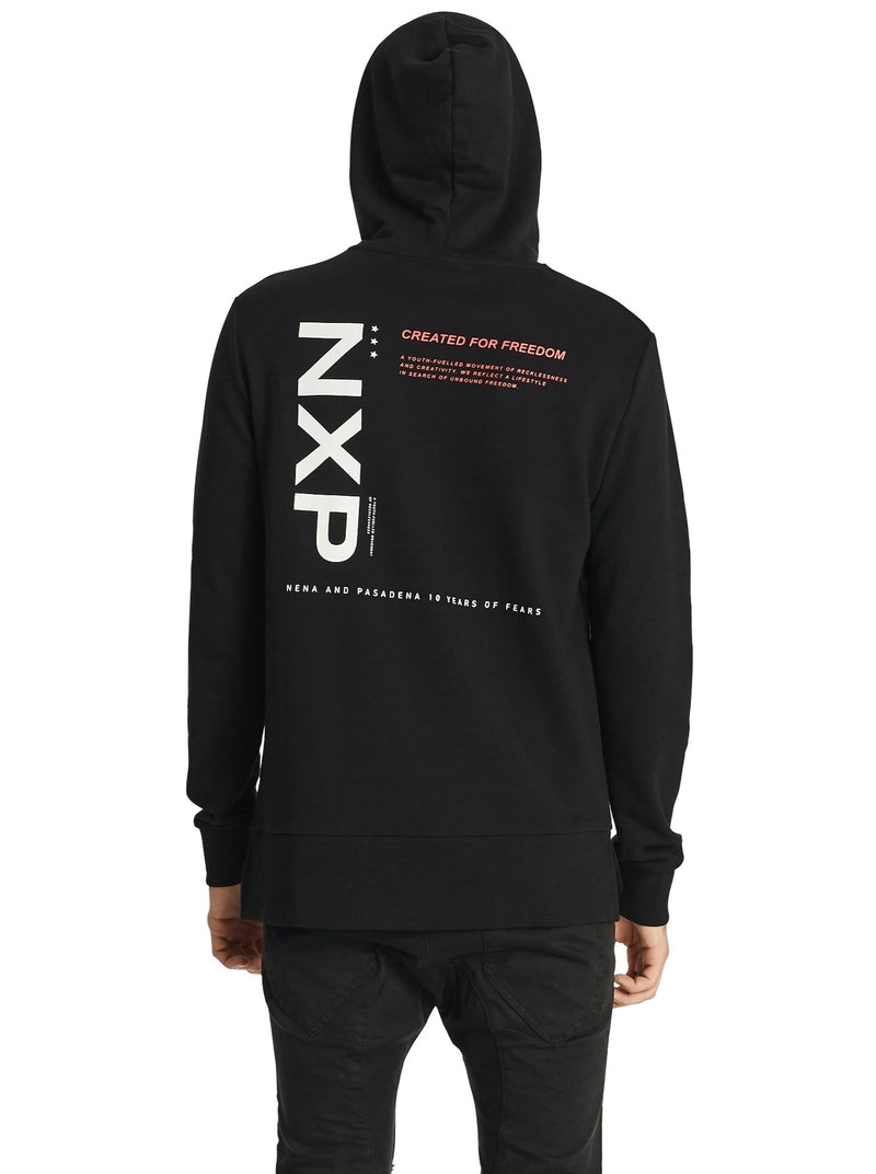 Nena And Pasadena - NXP Prominent Step Hem Hooded Sweater - Jet Black